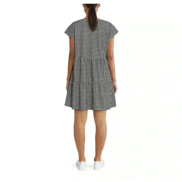 Time and Tru Black & White Gingham Checked Plus Size XXL (22) Short Sleeve Dress - Picture 2 of 9